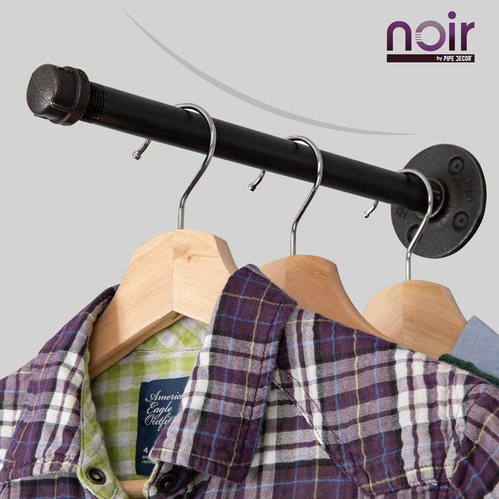 1/2 in. x 12 in. Noir Black Clothing Hanging Bracket Kit, 4 Pack - Sweatfully