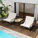 Outdoor Chaise Lounge Chairs Set of 3 with Acacia Side Table, Pool Lounge Chairs for Lawn, Deck, Beach - Sweatfully