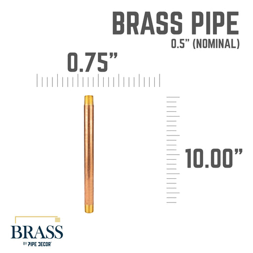 1/2 in. x 10 in. Red Brass Pipe - Sweatfully