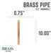 1/2 in. x 10 in. Red Brass Pipe - Sweatfully