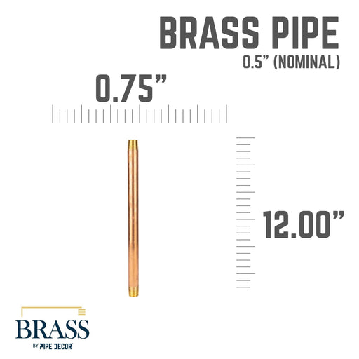 1/2 in. x 12 in. Red Brass Pipe - Sweatfully