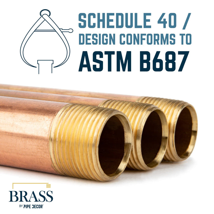 1/2 in. x 12 in. Red Brass Pipe - Sweatfully