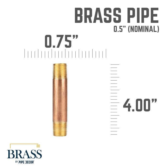 1/2 in. x 4 in. Red Brass Pipe - Sweatfully