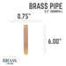 1/2 in. x 6 in. Red Brass Pipe - Sweatfully