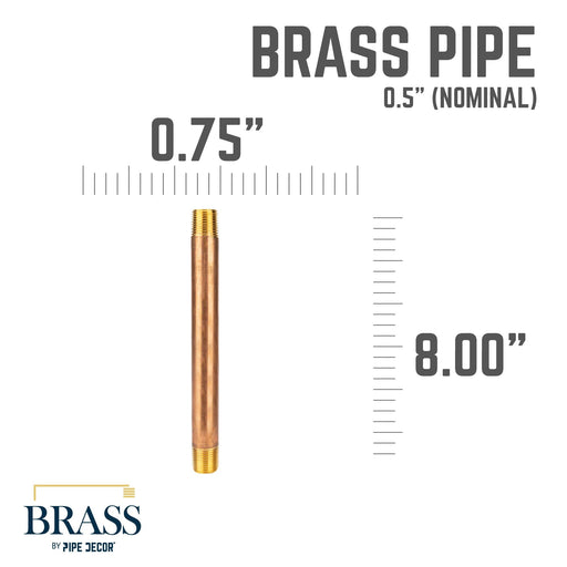 1/2 in. x 8 in. Red Brass Pipe - Sweatfully