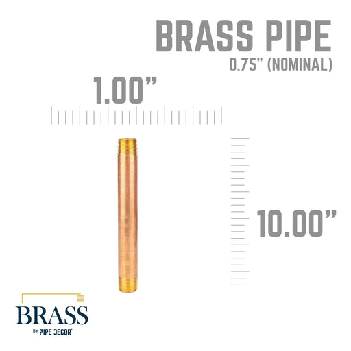 3/4 in. x 10 in. Red Brass Pipe - Sweatfully