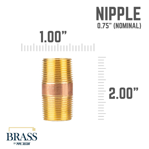 3/4 in. x 2 in. Red Brass Pipe - Sweatfully
