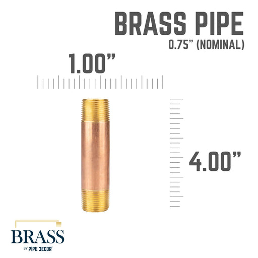 3/4 in. x 4 in. Red Brass Pipe - Sweatfully