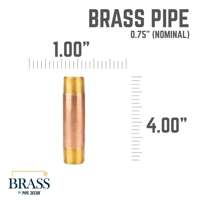 3/4 in. x 4 in. Red Brass Pipe - Sweatfully