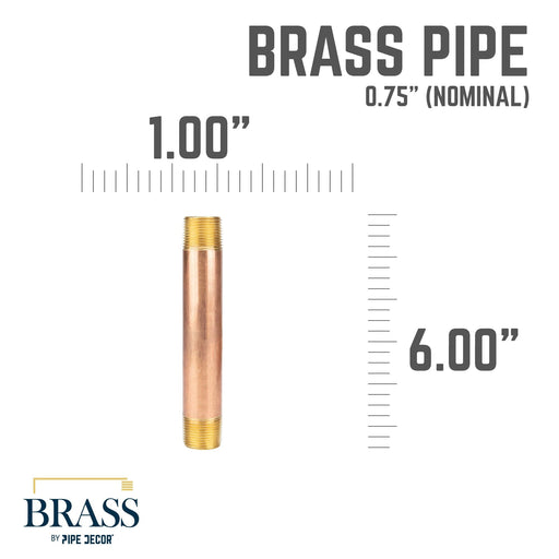 3/4 in. x 6 in. Red Brass Pipe - Sweatfully