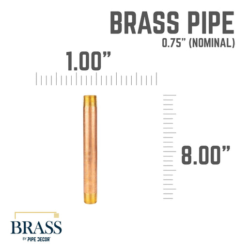 3/4 in. x 8 in. Red Brass Pipe - Sweatfully