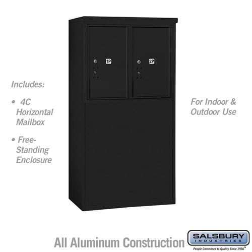 Salsbury 6 Door High Free-Standing 4C Horizontal Parcel Locker with 2 Parcel Lockers in Black with USPS Access - Sweatfully