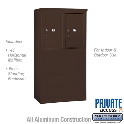 Salsbury 6 Door High Free-Standing 4C Horizontal Parcel Locker with 2 Parcel Lockers in Bronze with Private Access - Sweatfully