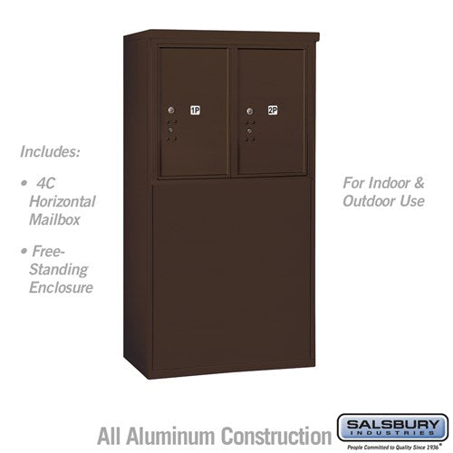 Salsbury 6 Door High Free-Standing 4C Horizontal Parcel Locker with 2 Parcel Lockers in Bronze with USPS Access - Sweatfully