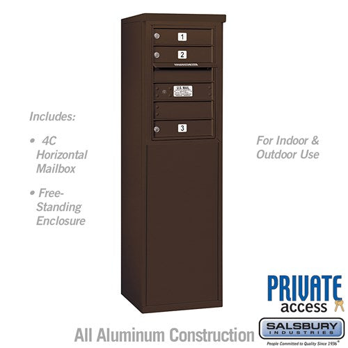 Salsbury 6 Door High Free-Standing 4C Horizontal Mailbox with 3 Doors in Bronze with Private Access - Sweatfully