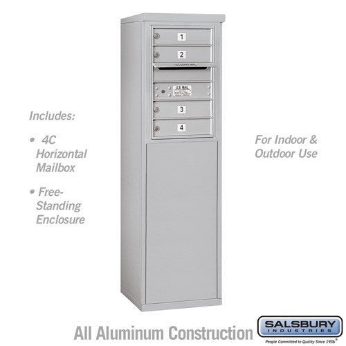Salsbury 6 Door High Free-Standing 4C Horizontal Mailbox with 4 Doors in Aluminum with USPS Access - Sweatfully