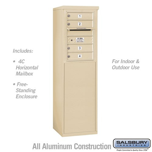 Salsbury 6 Door High Free-Standing 4C Horizontal Mailbox with 4 Doors in Sandstone with USPS Access - Sweatfully