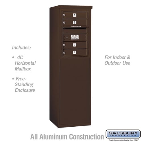 Salsbury 6 Door High Free-Standing 4C Horizontal Mailbox with 4 Doors in Bronze with USPS Access - Sweatfully