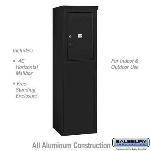 Salsbury 6 Door High Free-Standing 4C Horizontal Parcel Locker with 1 Parcel Locker in Black with USPS Access - Sweatfully