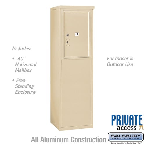Salsbury 6 Door High Free-Standing 4C Horizontal Parcel Locker with 1 Parcel Locker in Sandstone with Private Access - Sweatfully