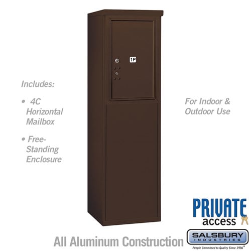 Salsbury 6 Door High Free-Standing 4C Horizontal Parcel Locker with 1 Parcel Locker in Bronze with Private Access - Sweatfully