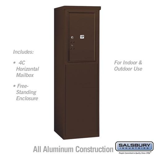 Salsbury 6 Door High Free-Standing 4C Horizontal Parcel Locker with 1 Parcel Locker in Bronze with USPS Access - Sweatfully