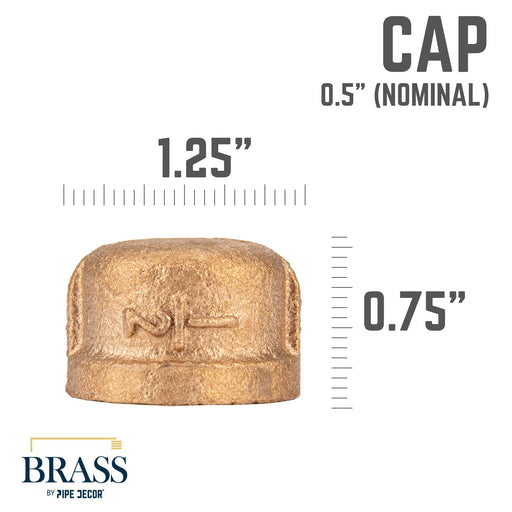 1/2 in. Red Brass Cap - Sweatfully
