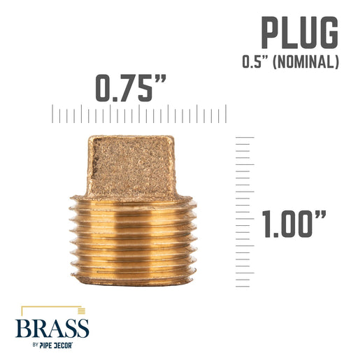 1/2 in. Red Brass Plug - Sweatfully