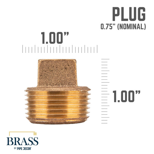 3/4 in. Red Brass Plug - Sweatfully
