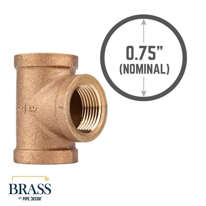 3/4 in. Red Brass Tee - Sweatfully