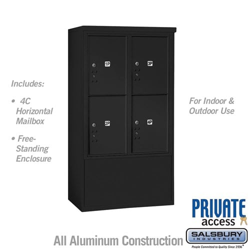 Salsbury 10 Door High Free-Standing 4C Horizontal Parcel Locker with 4 Parcel Lockers in Black with Private Access - Sweatfully