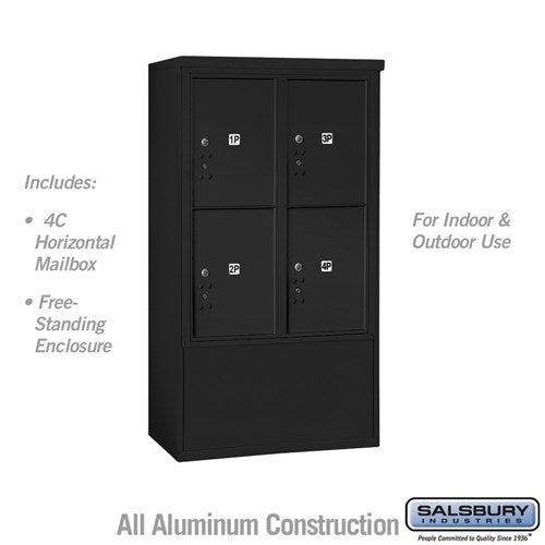 Salsbury 10 Door High Free-Standing 4C Horizontal Parcel Locker with 4 Parcel Lockers in Black with USPS Access - Sweatfully