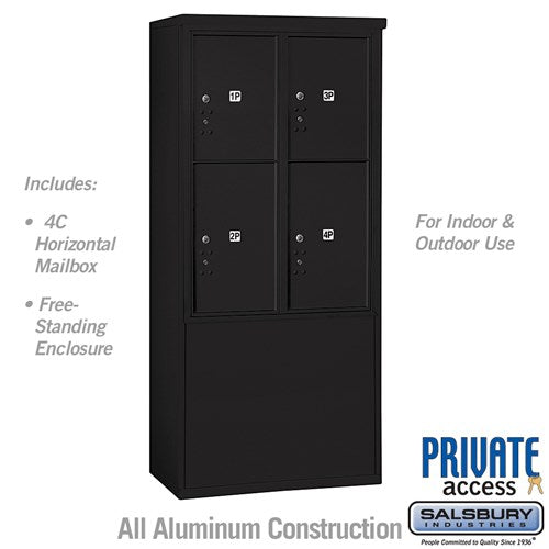 Salsbury 11 Door High Free-Standing 4C Horizontal Parcel Locker with 4 Parcel Lockers in Black with Private Access - Sweatfully