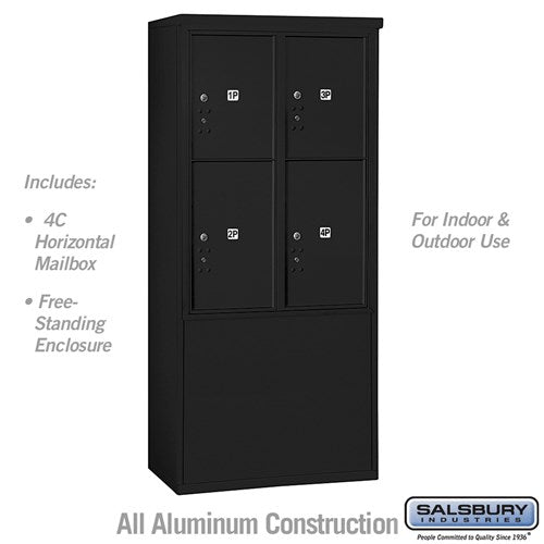 Salsbury 11 Door High Free-Standing 4C Horizontal Parcel Locker with 4 Parcel Lockers in Black with USPS Access - Sweatfully