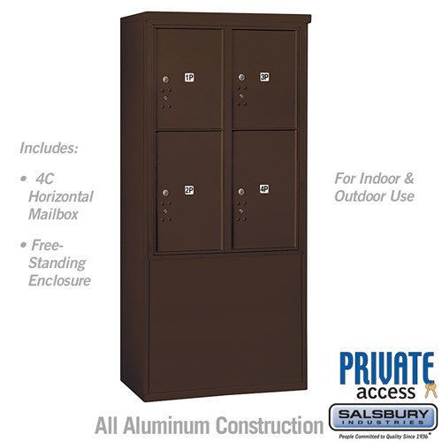 Salsbury 11 Door High Free-Standing 4C Horizontal Parcel Locker with 4 Parcel Lockers in Bronze with Private Access - Sweatfully