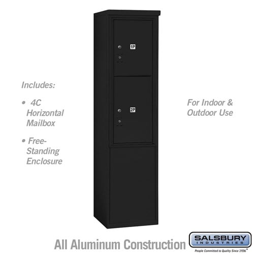 Salsbury 11 Door High Free-Standing 4C Horizontal Parcel Locker with 2 Parcel Lockers in Black with USPS Access - Sweatfully