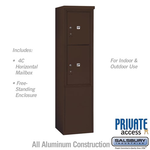 Salsbury 11 Door High Free-Standing 4C Horizontal Parcel Locker with 2 Parcel Lockers in Bronze with Private Access - Sweatfully