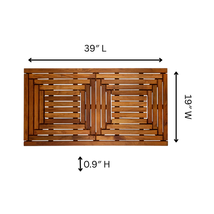 Denver Oiled Double Framed Teak Shower and Bath Mat 39" x 19" - Sweatfully