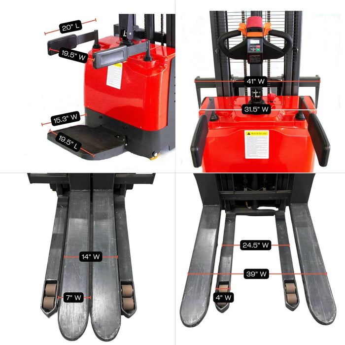 SUNMAX PS3300FE-3M Electric Pallet Stacker | 3300 lbs Capacity, 118″ Lifting Height & Advanced Safety - Sweatfully