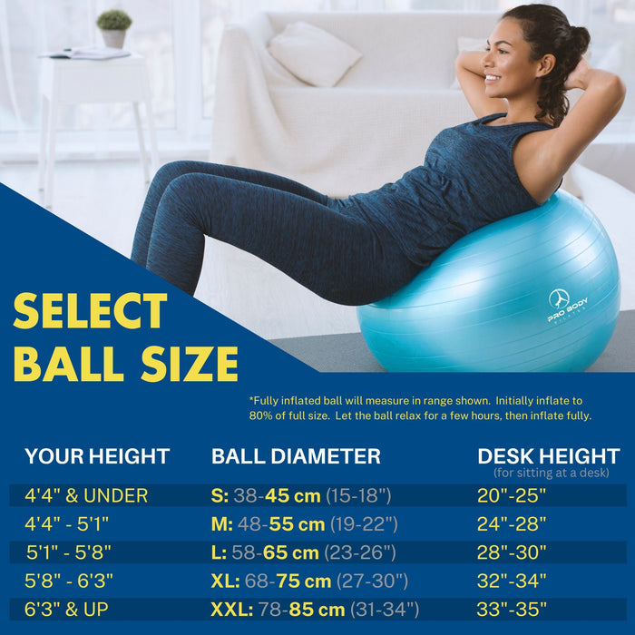 Yoga Ball for Pregnancy, Fitness, Balance, Workout at Home, Office and Physical Therapy (Mist) - Sweatfully