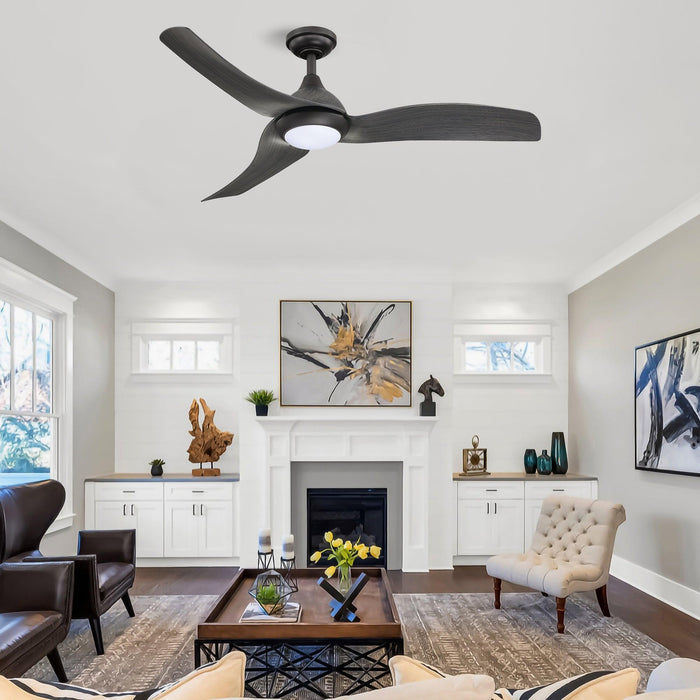 52" Industrial DC Motor Downrod Mount Reversible Ceiling Fan with LED Lighting and Remote Control - Sweatfully