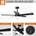 48" DC Motor 5 Blades Modern Downrod Mount Ceiling Fan - Sweatfully