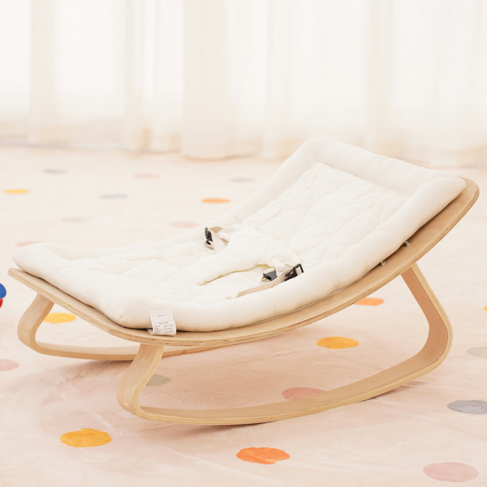 Avenlur Nest Wooden Baby Rocker – Natural Infant Lounger with Soft Padded Seat - Sweatfully