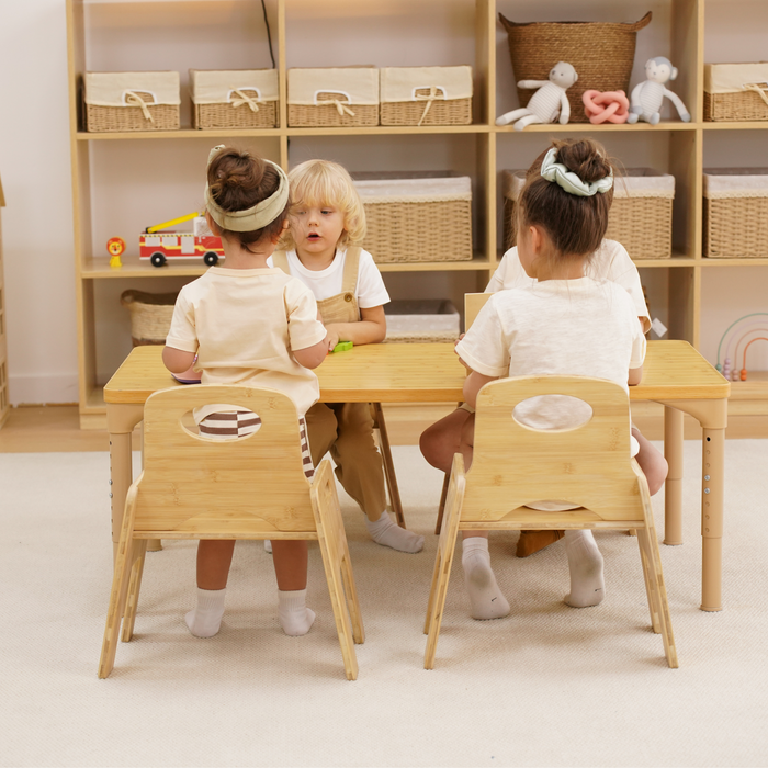 Avenlur Adrian Multi-Height Adjustable Wooden Table and Chairs Set - Montessori Inspired for Toddlers & Kids - Sweatfully