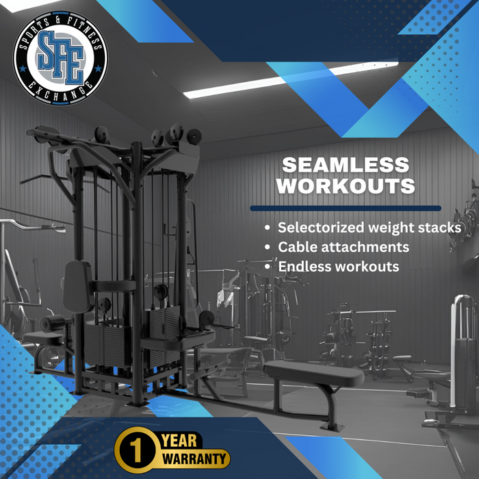 SFE Commercial 4 Station Jungle Gym Machine with (4) Weight Stacks (New) - Sweatfully