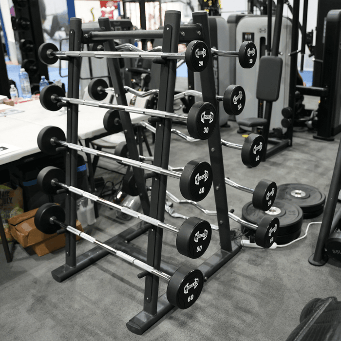 Pro Urethane Barbell Set(Straight or Curl) - 20 to 110 lbs (Barbell Set Only) - Muscle D Fitness - Premium Quality Urethane Barbell Set - Sweatfully