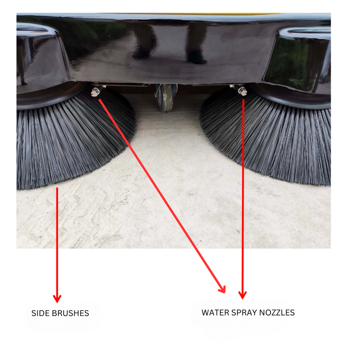SM1050B 41.3" Battery Powered Walk-behind Floor Sweeper with Water Sprinklers, Triple Brushes - Sweatfully
