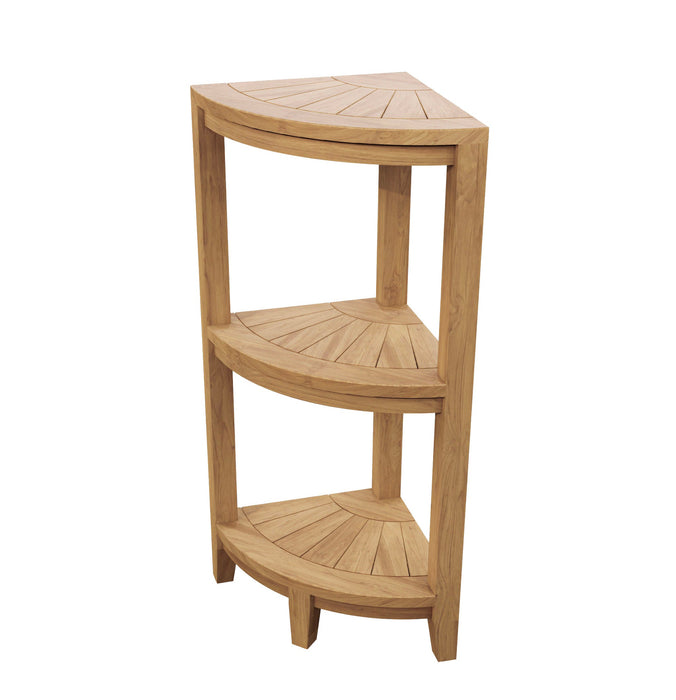Stanley Teak Shower and Spa/Bathroom/Outdoor Corner Shelf - Sweatfully