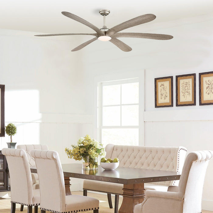 72" Jaydn Farmhouse Satin Nickel DC Motor Downrod Mount Reversible Ceiling Fan with Lighting and Remote Control - Sweatfully