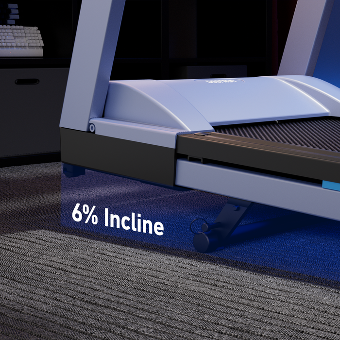 DeerRun A1 Pro Move+  6% Incline Foldable Treadmill——2025 Upgraded Chip & NFC Support | 350Lbs, 10mph Blue - Sweatfully